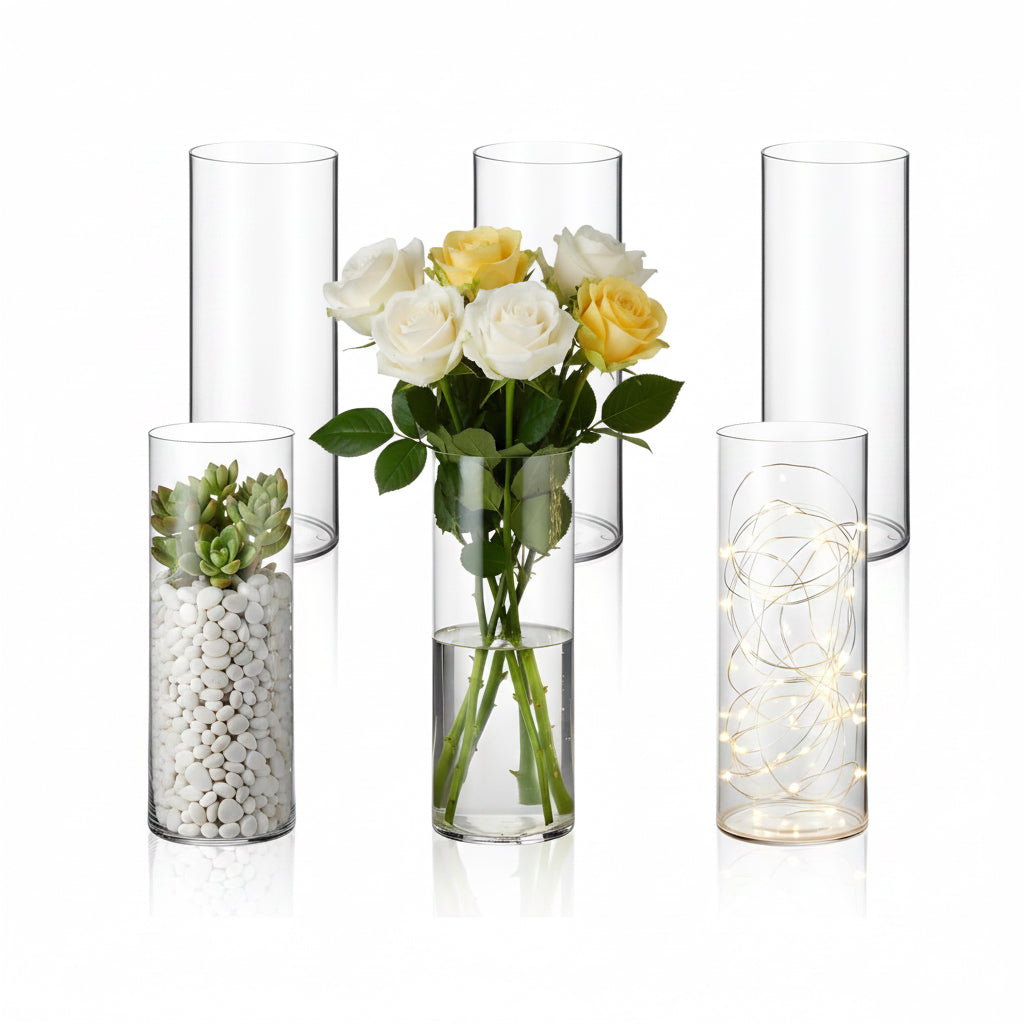 Clear cylinder glass vase