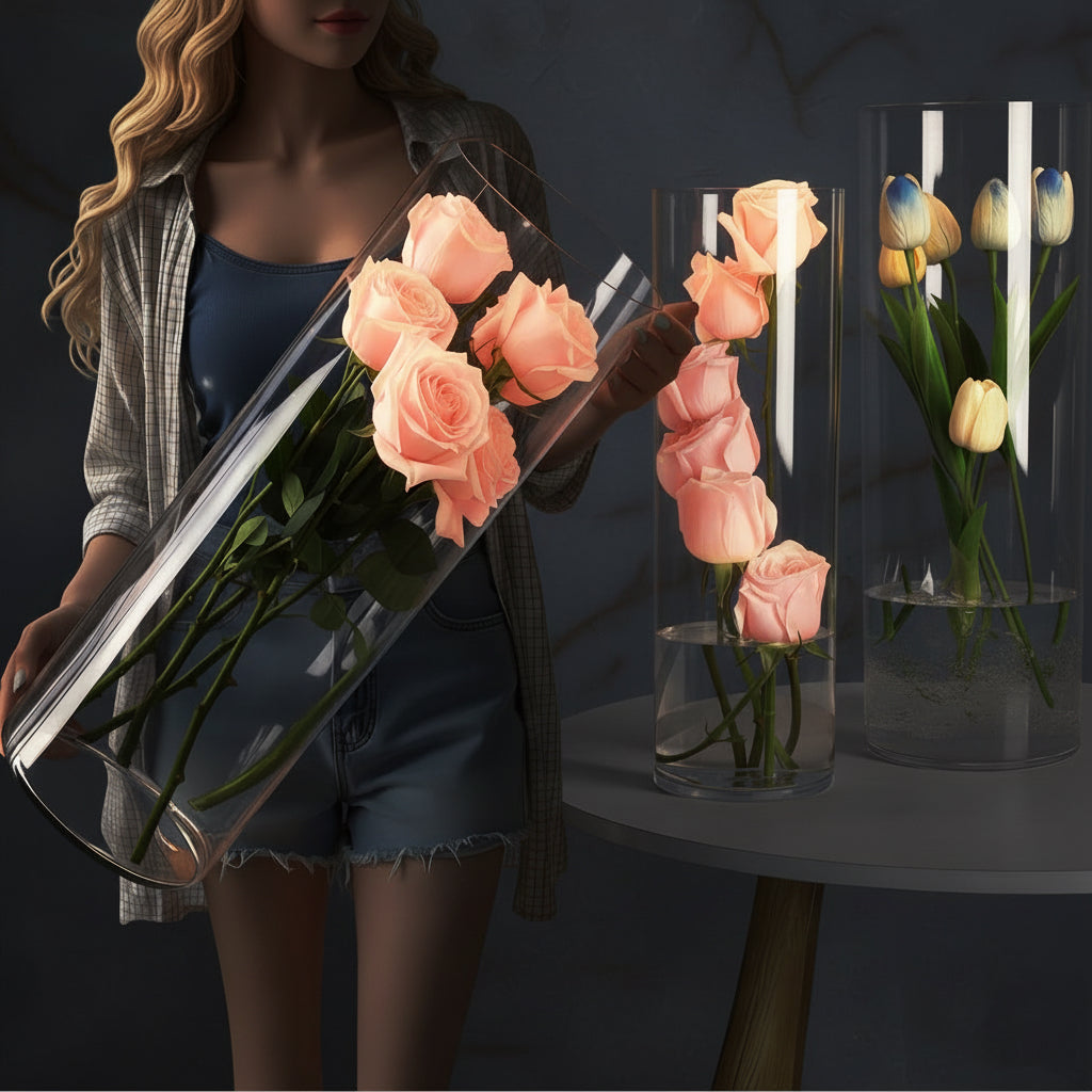 Clear cylinder vase