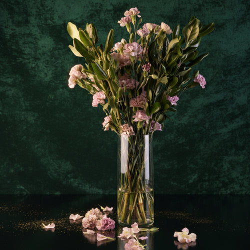 Clear cylinder glass vase