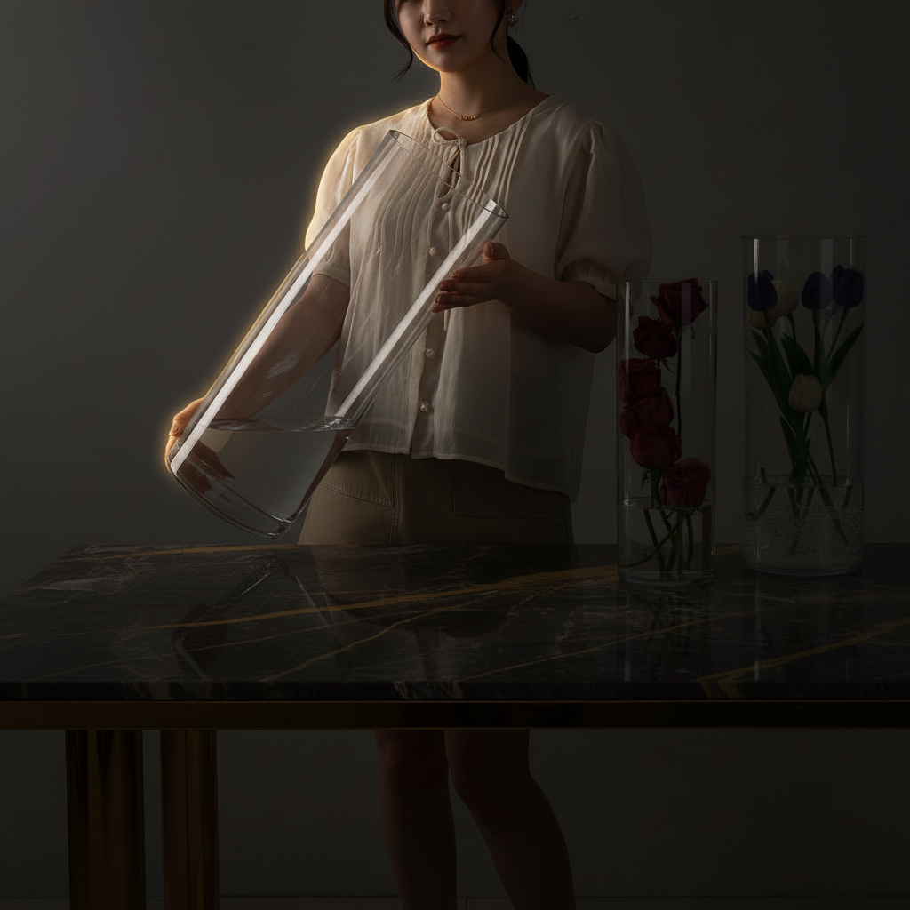 Clear cylinder vase