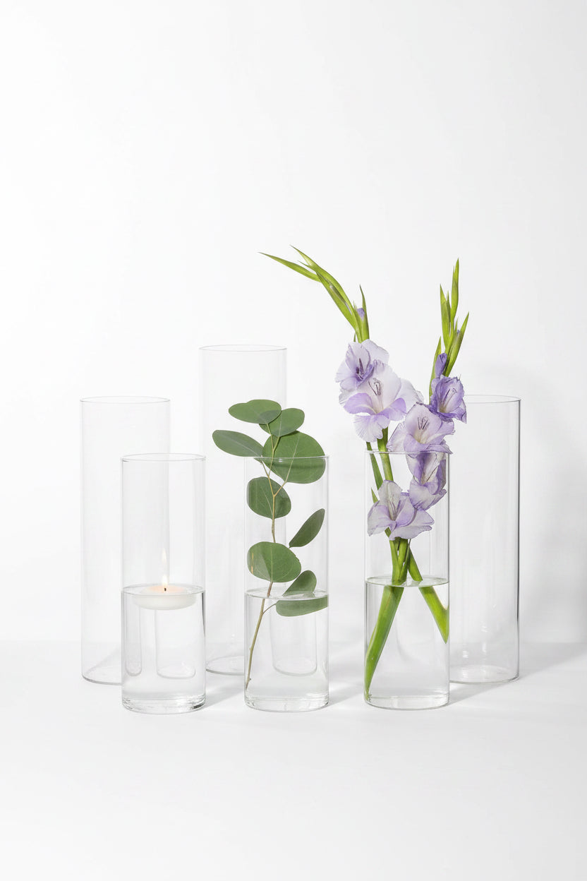 Clear cylinder glass vase