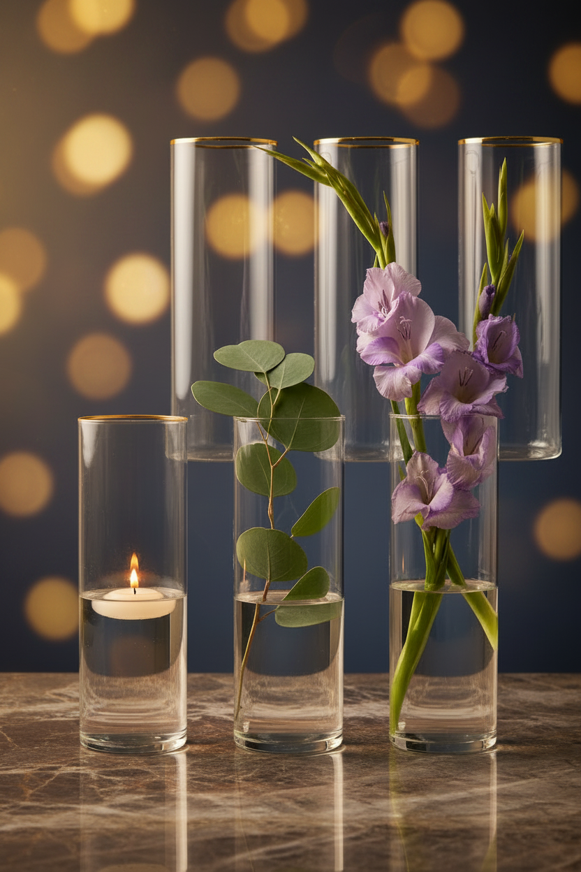Clear cylinder glass vase