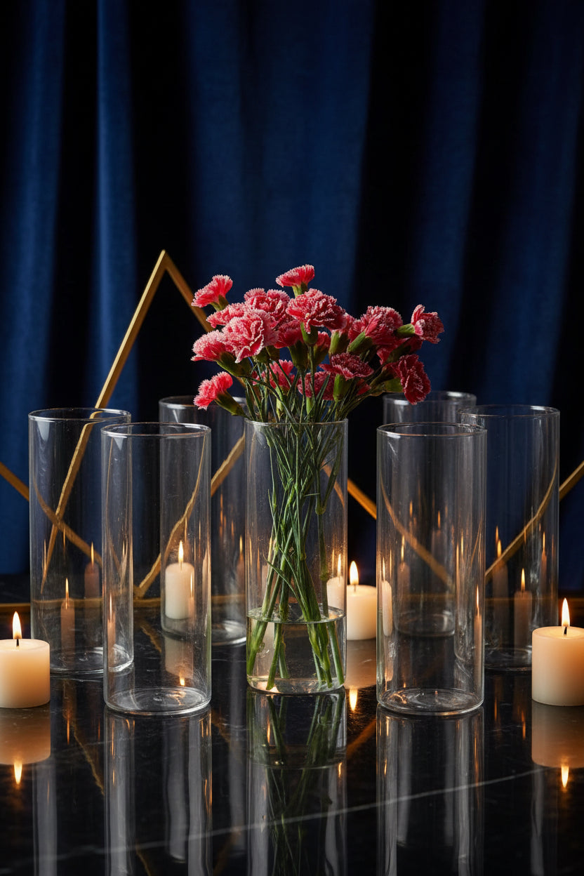 Clear cylinder glass vase