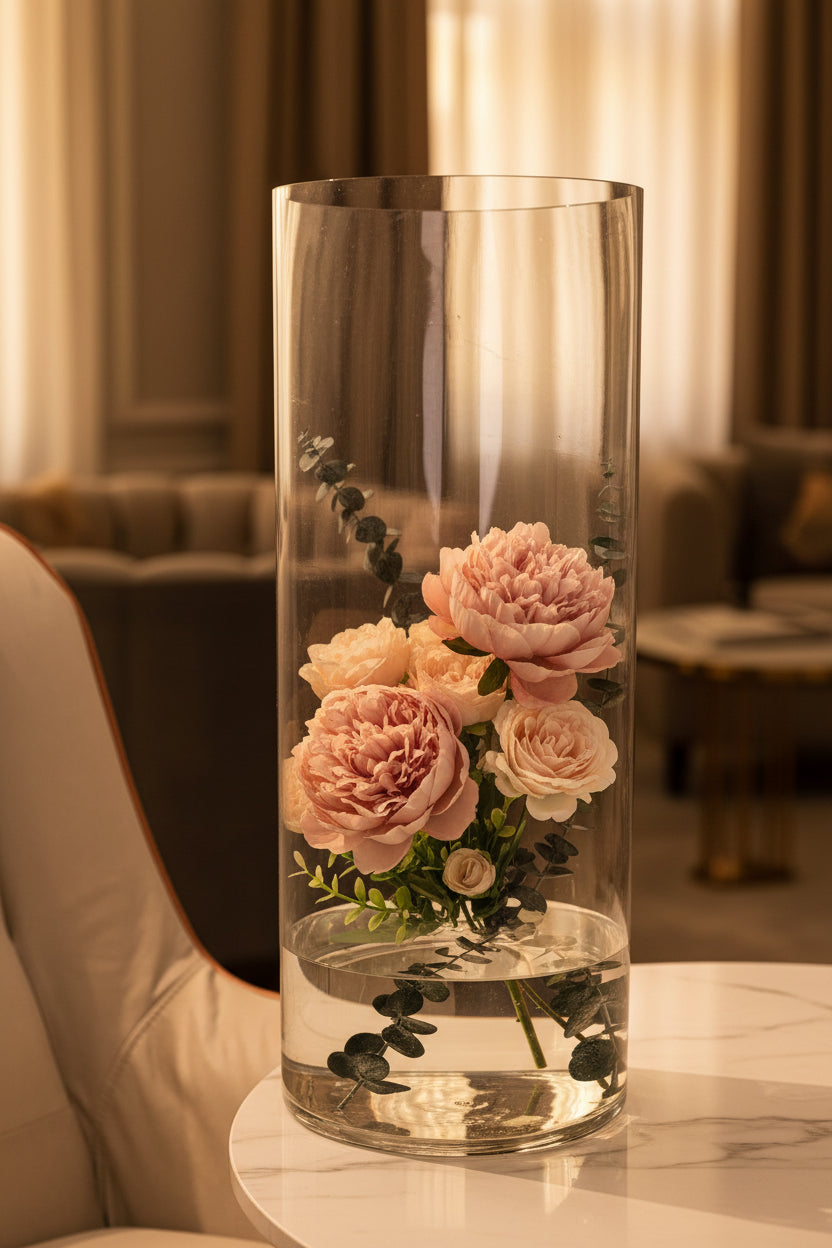 Clear cylinder vase