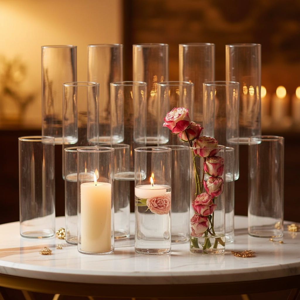Clear cylinder glass vase