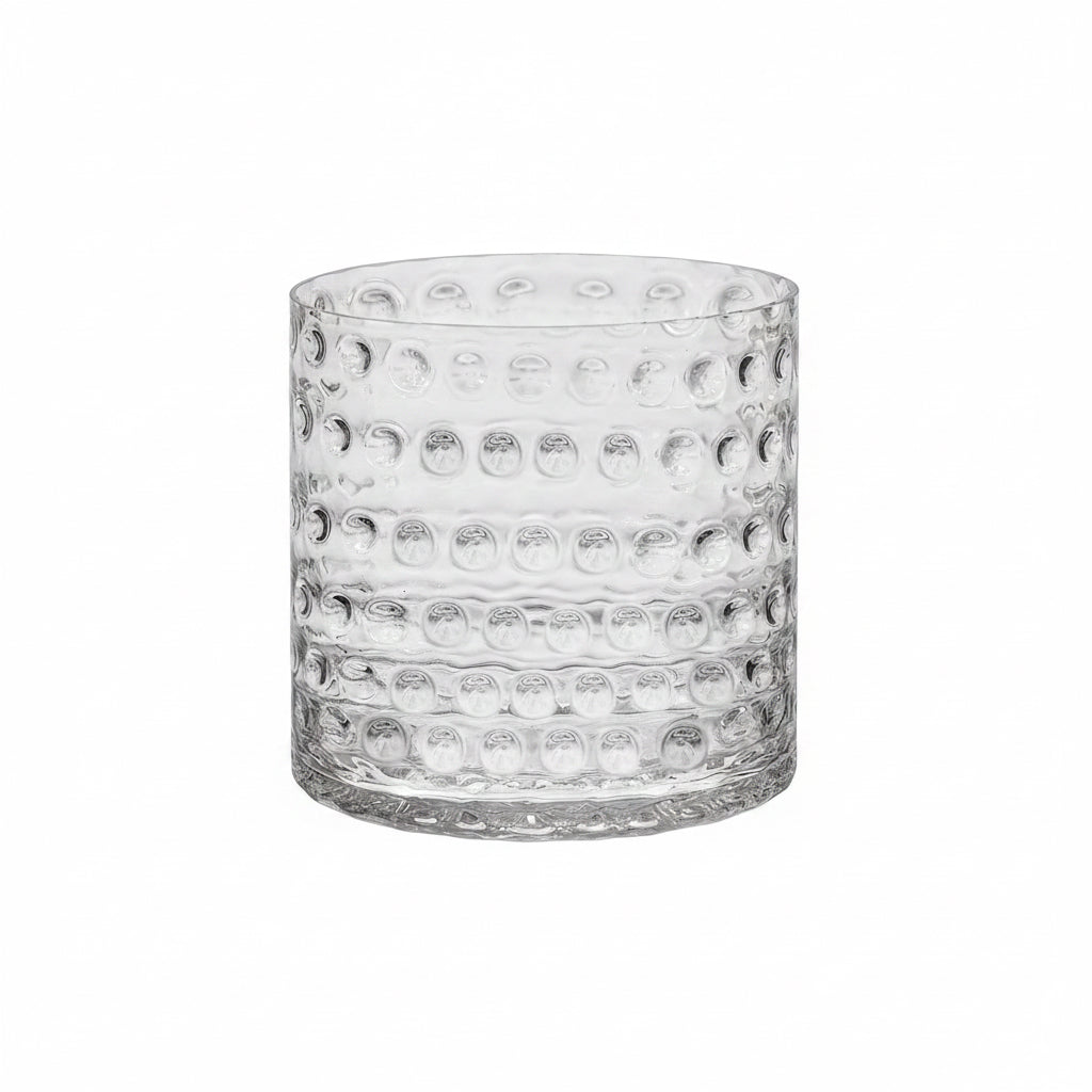 Glass cylinder vase with dimpled circle