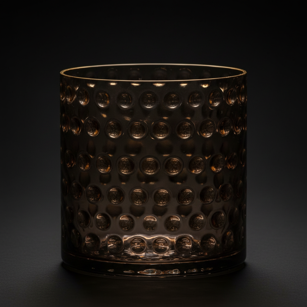 Glass cylinder vase with dimpled circle