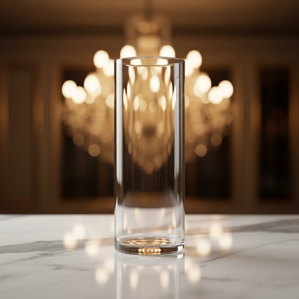 Clear cylinder glass vase
